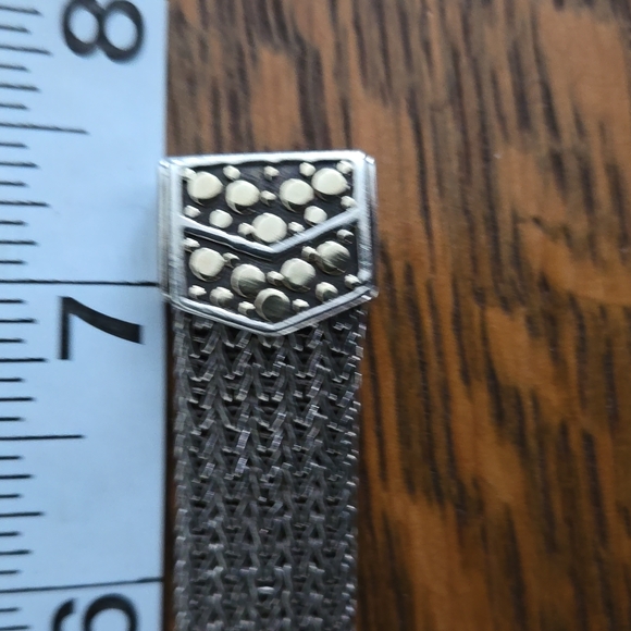 JOHN HARDY 18 KT GOLD DOT MESH 925 STERLING SILVER WOVEN BUCKLE SNAP CLOSE RARE - Picture 7 of 12